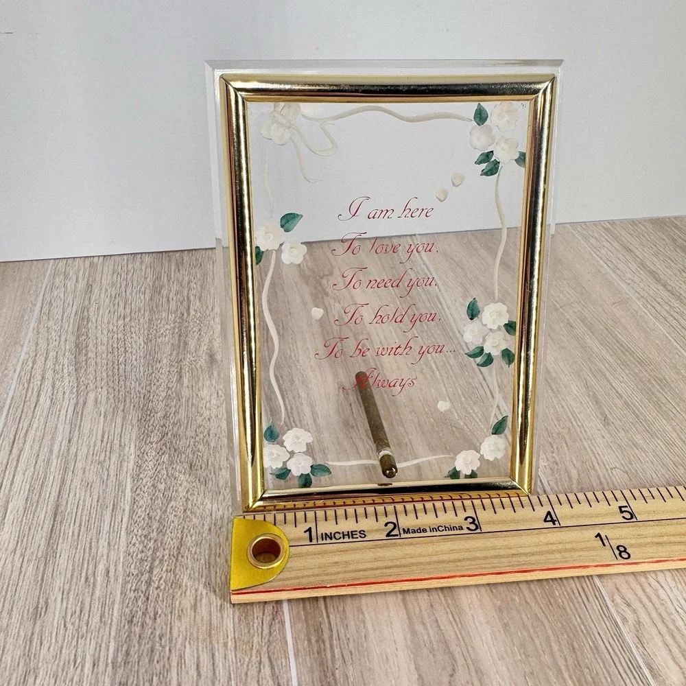Vintage‎ Gold Glass Frame Romantic Poem Floral Wedding Love Quote 5x4